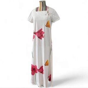 Vintage 70s Carol + Mary by Nalii Honolulu Hawaiian Floral Butterfly Maxi Dress